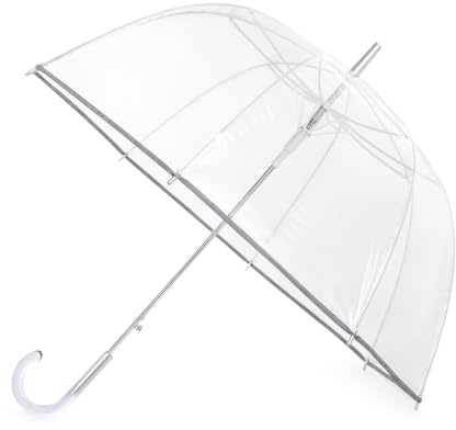 G4Free 132 CM Durchsichtiger Regenschirm, Transparenter Elegant Stockschirm | Kuppel 2 Personen, Schirm Durchsichtig Groß XXL für Hochzeit, Abschlussbälle, Abschlussfeiern, Veranstaltungen