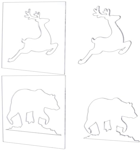ORIGACH 2 Pcs Bear & Deer Router Template, Acrylic Router Template for Woodworking Acrylic Inlay Template, 20x20x0.6 cm