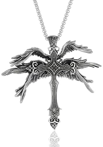 GONZTEL 1 Stück Vintage Cross Chain, Gothic Kreuz Halskette, Halloween Accessoires, Gravierte Blume Kreuzen Halsband Halskette, Kreuzkette Silber für Frauen Männer
