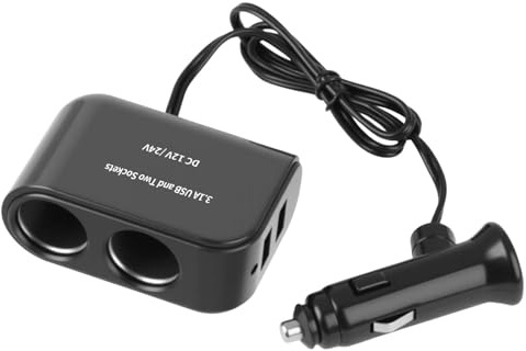 Amztour Zigarettenanzünder Verteiler mit Dual USB Ladegerät 12 Volt Steckdose und Power Socket Splitter Adapter für Auto-Dual Zigarette Auto Ladegerät mit Verlängerung Adapter Auto Zigarettenanzünder