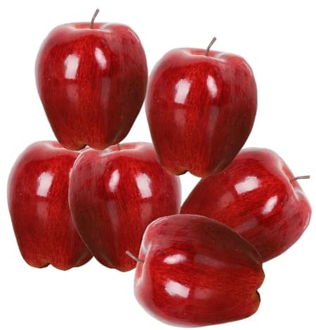 Voarge 6 PCS Artificial Fruit, Simulation Apples For Home Decoration Lifelike Red Delicious Apples Fake Fruit, for Home Kitchen Party Decoration Photography DIY Use