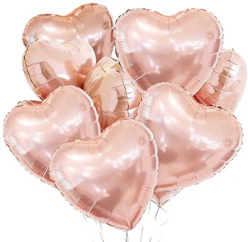 LOMIMOS 25 PCS Ballons Coeur Or Rose, Ballons à Air Baudruche en Forme de Coeur Ballon Helium Décoration Romantique pour La Saint Valentin Fiançailles Mariage Anniversaire Douche