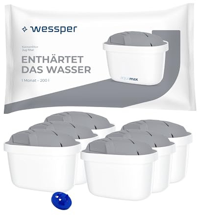 Wessper filter für hartes Wasser, zusätzlicher PIN für Brita Kannen 6 Stück | wasserfilter kartuschen für Kanne, Ersatz für Dafie, Aquaphor, BWT filterkartusche, filterkartuschen Enthärt das Wasser