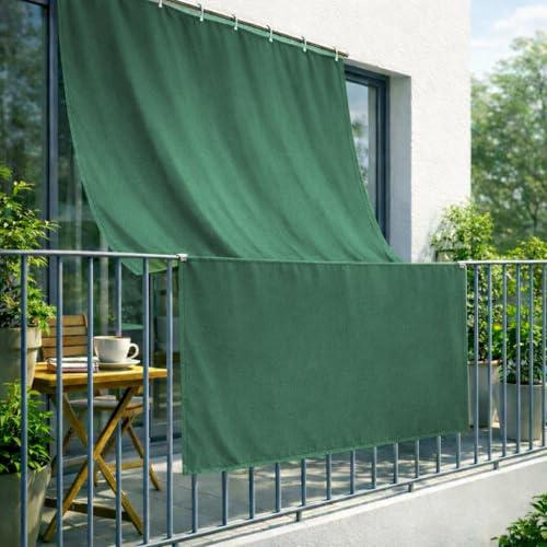 Tenda da Sole Tinta Unita per Esterno con Occhielli in Metallo | Telo Ombreggiante a Caduta per Balconi Resistente Lavabile Verde 290x300cm