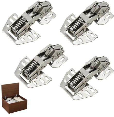 LgCiXli 4er-Set 90° Soft Close Scharniere | Ideal für Wohnmobil, Caravan & Küche | Ohne Bohren Schrankscharniere mit Dämpfer