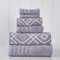Amrapur 6-Piece Yarn Dyed Stripe Jacquard/Solid Ultra Soft 550GSM 100% Combed Cotton Towel Set 6 x garngefärbtes Handtuch, Oxford-Grau, Lavendel, Baumwolle, 40.6 x 25.4 x 12.7 cm, 6