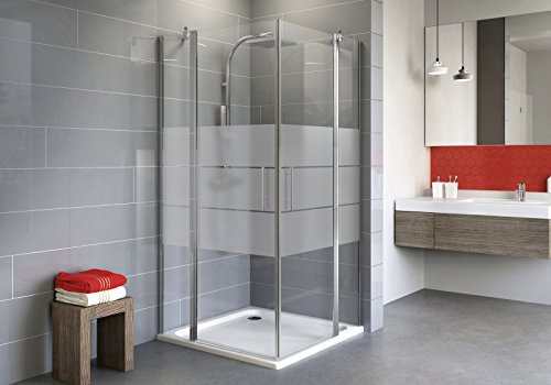 Schulte paroi de douche accès d’angle droit 80 x 80 x 192 cm avec 2 portes battantes, aspect chromé, verre de sécurité 5 mm serigraphie, plage de réglage 78.5-80.3 cm, largeur d'accès 69 cm