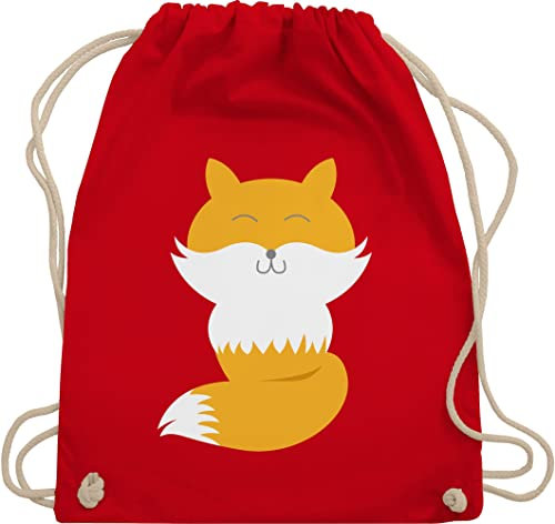 Shirtracer Turnbeutel Rucksack - Tiermotiv Animal Print - Süßer Fuchs - Unisize - Rot - kinderrucksack tier tiermotive kinder stoffbeutel tiermotiven baumwolle beutel tieren sportbeutel groß animals