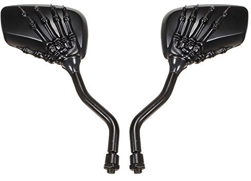 Alamor Chrom Motorrad Schädel Spiegel Für Harley Softail Dyna Schwarz