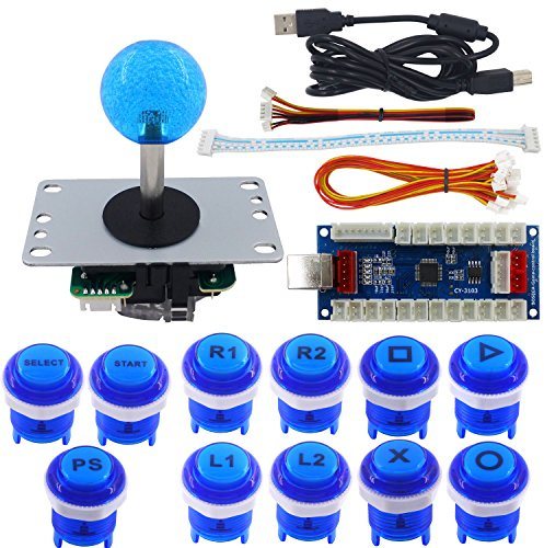 SJ@JX Arcade Game Kit DIY Part Zero Delay PS3 USB Encoder Board Push Button Joystick Controller Light for Xbox Style Windows PS3 Retro Pie PC MAME Raspberry Pi NES