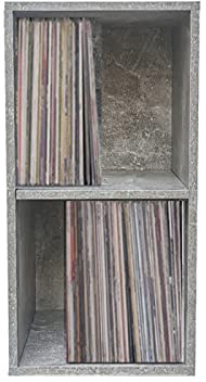 Armadietto portaoggetti per dischi in vinile LP - 2 scomparti - cemento grigio