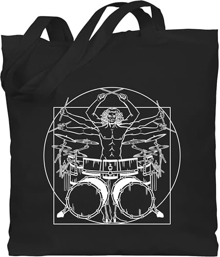 Baumwolltasche - Musik Instrument Zubehör - Schlagzeuger Drummer Geschenk Schlagzeug - Unisize - Schwarz - musiker-geschenke instrumente stoffbeutel geschenke für musiker beutel tasche stoff