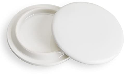 White Ceramic Coffee Mug Lids, 2 Pieces, White Ceramic Lid for 11 oz Mug, Mug Cover to Keep Warm & Dust-proof for Hot and Cold Liquids, Outside Diameter 8.4cm, Internal Diameter 7.3cm