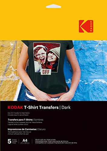 KODAK T-Shirt Transfers - T-Shirt zum Erstellen und Personalisieren, Hochwertiges Thermotransferpapier, Software Inklusive, Langlebig und Widerstandsfähig gegen Verblassen - Schwarz
