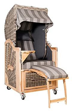Strandkorb Kampen Single White Oak Set 40 inkl. Industrierollen