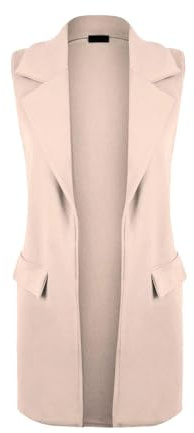 REAL LIFE FASHION LTD Women’s Long Duster Coat & Sleeveless Waistcoat Ladies Open Front Smart Blazer Style Jacket Sleeveless Pocket Design, Plain Elegant Winter Autumn Wear Coat Sizes UK 8-26