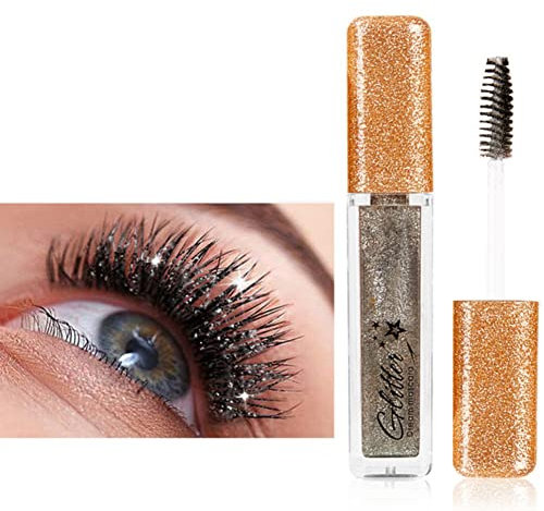 Hocossy Funkelnde Wasserdichte Farbe Mascara - Diamant Bunte Perlglanz, Langlebige Wischfeste Charmante Augen Make-up (Black)