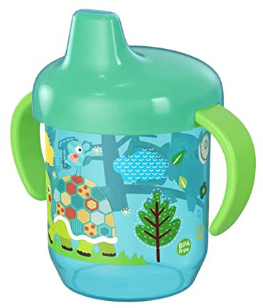 Bicchiere con beccuccio per Bambini con Cannuccia, Cartoon Animal Sippy Cup con Manici e Cannuccia, Bicchiere antigoccia per Bambini con Manico, Bottiglia d'Acqua per Bambini