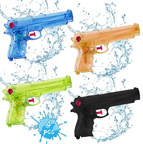 4 Stück Wasserpistole Spielzeug für Kinder,Mini Wasserpistolen,Wasser Spritzpistole Kunststoff,Premium Wasserpistolen Set,kleine wasserpistole,Outdoor Aktivität Wasserkampf,Zufällige Farbe