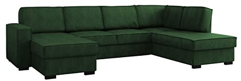 Mirjan24 Ecksofa mit 2 Bettkästen Berigo Cord, große Eckcouch mit Schlaffunktion, Sofagarnitur, Wohnlandschaft U-Form Sofa Couch mit Bettfunktion (Poso 14, Seite: Rechts)