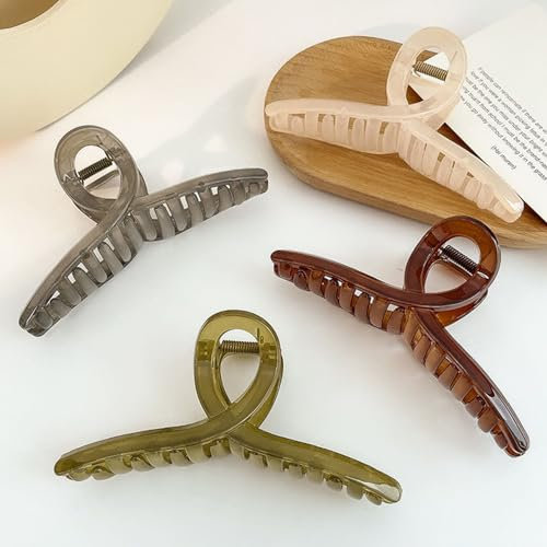 Lot de 4 grandes pinces à cheveux pour cheveux longs et épais - Antidérapantes - Pour femmes et filles