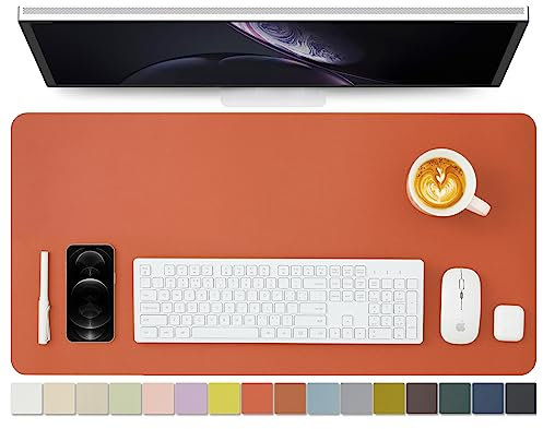 Leder-Schreibtischunterlage – rutschfeste PU-Schreibtischunterlage und Mauspads für Büro und Zuhause – Schreibtisch-Organisation und Zubehör (Orange,80cmx 40cm)