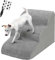 LIANTRAL Scaletta per Cani 3 Gradini, Scale per Cani in Spugna per Divano Letto, Scala Antiscivolo per Animali Domestici con Coperchio Rimovibile e rullo per la rimozione dei peli di animali, Grigio