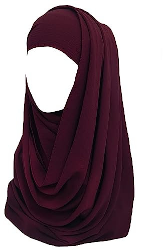 Lina & Lily Bubble Crepe Chiffon Damen Muslim Hijab Kopftuch Schal Turban, Stoff Leicht Undurchsichtig (Kastanienbraun)