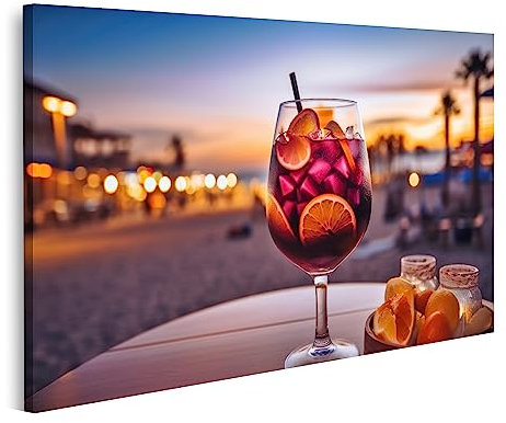 islandburner Tableau sur Toile Verre de Cocktail d'été au vin Sangria pour Le Bar de la Cuisine, etc. Cadre Affiche Poster Murale Tableaux