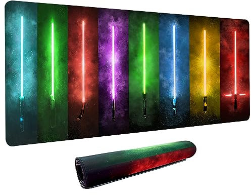 Lightsaber Mouse Pad,Thick Waterproof Large Gaming Mousepad with Stitched Edge,Mouse Computer Desk Accessories,Non-Slip Base Mouse Keyboard Mat 800X400X4mm