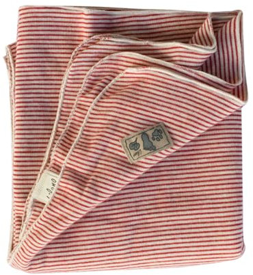 Lilano, Leichte Merino/Seide Ringel Babydecke, 70% Wolle (KBA), 30% Seide, 210Gr./m² (Rot Geringelt)