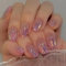 Ceboic 24 Stück Künstliche Nägel Kurz Eckig, Glitzer Rosa Nageltips Aurora Meteor Nägel zum Aufkleben, Ballerina Full Cover Kunstnägel Acryl Press on Nails für Frauen Mädchen Maniküre Dekoration