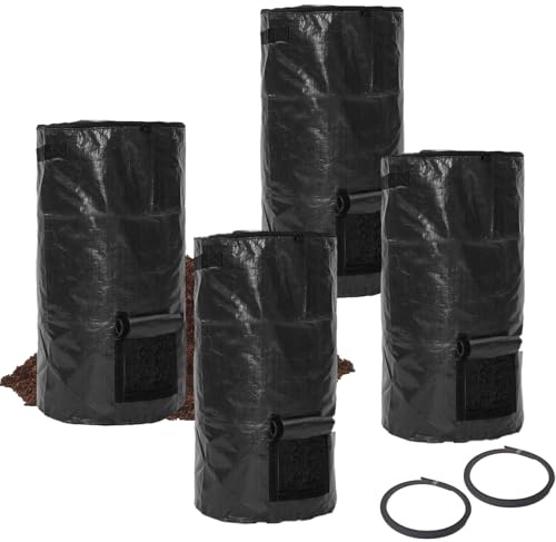 Lot de 4 sacs poubelle à compost de 100 litres pour poubelle de jardin, cour et poubelles (noir, 4 pièces)