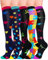 HIPOWER 5 Paar Kompressionsstrümpfe Damen und Herren Bunte Stützstrümpfe Sport Kompressionssocken Stützkniestrümpfe Reisestrümpfe Compression Sock Für Flug Radsport Krankenschwester(C-5 Paar,XXL)