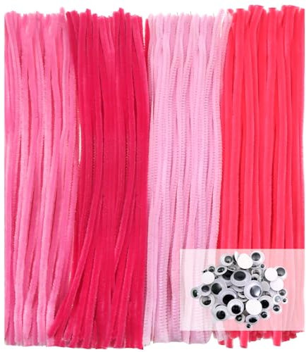 TOAOB Pfeifenreiniger 4 Verschiedene Rosa zum Basteln 100 Stück Chenilledraht Pfeifenputzer Lang 30 cm X 6mm Pipe Cleaner Basteln für DIY Handwerksprojekte