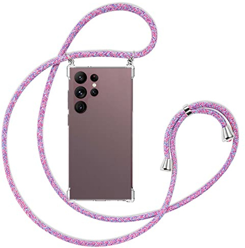 mtb more energy® Handykette kompatibel mit Samsung Galaxy S24 Ultra - Purple Unicorn - Befestigung Oben - Smartphone Hülle zum Umhängen - Anti Shock Full TPU Case