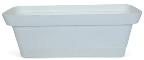 Ecoplast | Balconetta Origine 40cm, Fioriera da Esterno in Plastica, Fioriera da Balcone Bianco, 39x16x15, Made in Italy