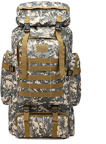 Qiantull Wanderrucksack 80L Groß Kapazität Trekkingrucksack Outdoor Universal Rucksack Camping Sport Reise Daypack Reiserucksack für Herren Damen Camouflage 2# 80L