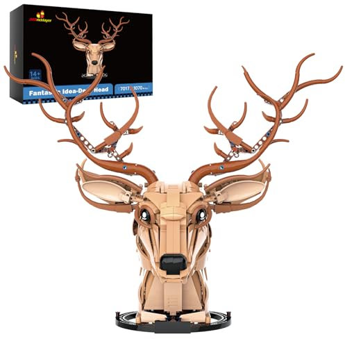 JMBricklayer Deer Head Building Toy Set for Adults 70171, Simulation Animal Model With Base, Wall Mounted Home Room Display Decor, Collectible Gift for Boys Girls (1070 PCS)