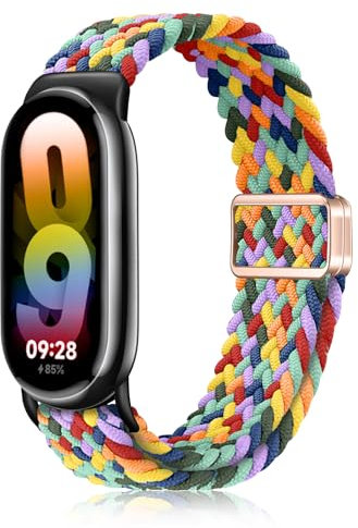YealRed Nylon Armband für Xiaomi Mi Band 10/9 / 8, Magnetische Schnalle Ersatzbänder, Geflochtenes Ersatzband Uhrenarmband Kompatibel mit Xiaomi Smart Band 8/9 / 10 (W Bunt)