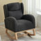 DEKKETO Teddy Schaukelstuhl Wohnzimmer, Bequem Stillsessel Sessel zum Stillen, Relaxstuhl Schaukelsessel Schwingsessel aus Holz, Kuschelsessel Erwachsenez, Dunkelgrau