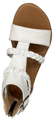 HAOLEI Damen Sandalen Mit Geflochtenem Vintage Stil, Römischen Schuhen, Niedrigem Absatz, Gürtelverschluss Und Reißverschluss Sandalen Lässige Klassische Sandaletten Leichte Bequeme Sommer