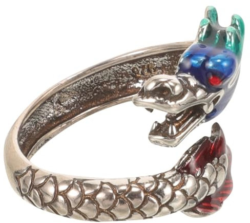 DEARMAMY Drachen-emaille-ring Ringe Herrenring Schmuck Verstellbarer Fingerring Frauen Verstellbarer Ring Offener Ring Drachenring Kreativer Fingerring Ringschmuck Für Damen Kupfer