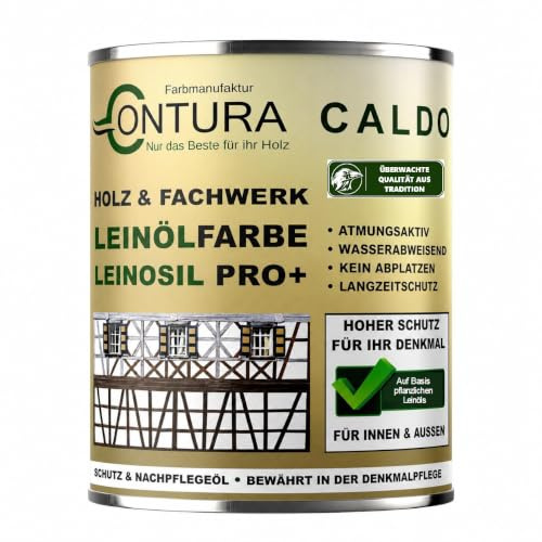 Contura Bio Wetterschutzfarbe Naturöl Fachwerk Haus Ölfarbe Öko Leinölfarbe Holz Farbe (Schwarz, 500ml.)