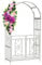 Rosenbogen aus Metall Mit Tür Tor in 210 x 52 x 114 cm (HxTxB), Wetterfeste Gartenbogen,Torbogen Rankhilfe, Hochzeitsbogen für Verzierung, Rasen, Garten(White)