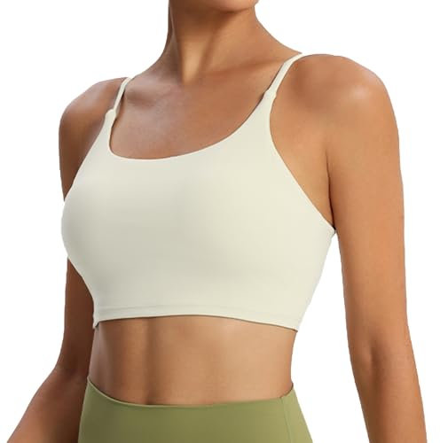 XDSP Sport BH Damen Weich Bequemer Klassische Bustier Spaghettiträger mit Herausnehmbaren Pads Bra Light Support für Fitness Lauf Joggen Yoga Bralette