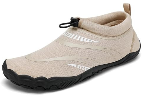 Mishansha Badeschuhe Herren Damen Wasserschuhe Atmungsaktive Schnell Trocknend Schwimmschuhe rutschfeste Leicht Barfußschuhe fur Männer Frauen, Khaki, 38 EU