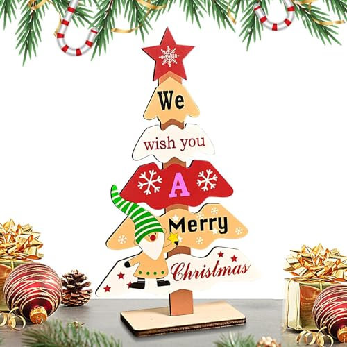 Árbol de Navidad de madera - Árbol de Navidad pequeño de madera, árbol de Navidad de oficina | Adornos versátiles, centros de mesa rústicos, decoración de mesa, árbol de navidad de pie para el salón