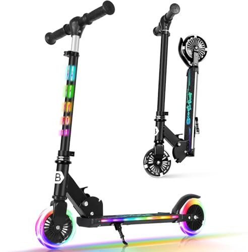 BELEEV V3 Roller Kinder 3 Jahre, Upgrade mit LED Leuchtende Räder, Lenksäule und Deck, 4 Höhenverstellbar, Faltbare Scooter Kinder 5 Jahre, 2 Räder Kinderroller mit Ständer 3-12 Jahre Mädchen Jungen