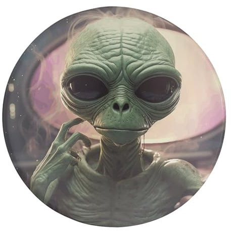 Kühlschrankmagnete, Motiv: Alien, Rauchglas, Set mit 2 Stück, dekoratives Muster, starke magnetische Kühlschrankmagnete, wiederverwendbare Glasaufkleber für Kühlschrank, Heimdekoration
